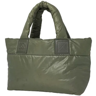 Pre-owned Chanel Beige Green Khaki Nylon Tote Bag () In Beige, Green, Khaki