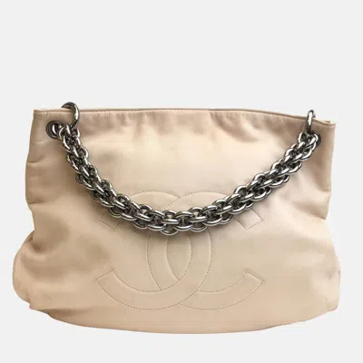 Pre-owned Chanel Beige Lambskin Soft And Chain Hobo