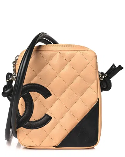 Pre-owned Chanel Beige Leather Cambon Crossbody (authentic )