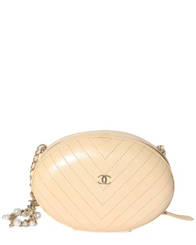 Pre-owned Chanel Beige Leather City Evening Box Bag (authentic Pre-loved)