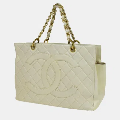 Pre-owned Chanel Beige Leather Gst Tote Bag