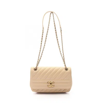 Pre-owned Chanel Beige Leather Shoulder Bag () In Sand