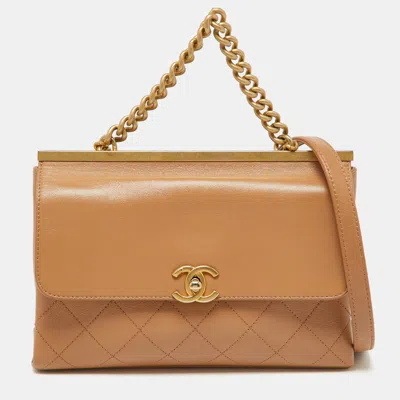 Pre-owned Chanel Beige Leather Small Coco Luxe Flap Bag