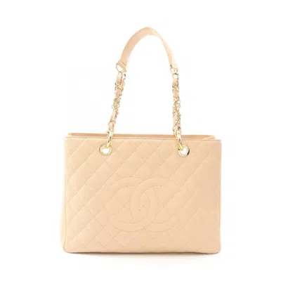 Pre-owned Chanel Beige Leather Tote Bag () In Sand