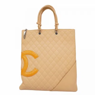 Pre-owned Chanel Beige Leather Tote Bag () In Sand
