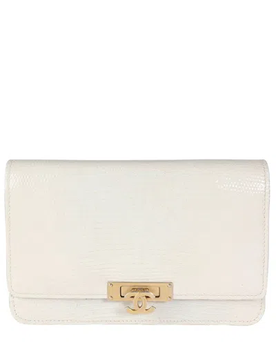 Pre-owned Chanel Beige Lizard Golden Class Wallet On Chain (authentic Pre-loved)
