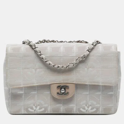 Pre-owned Chanel Beige Medium New Travel Line Nylon Single Flap In Sand