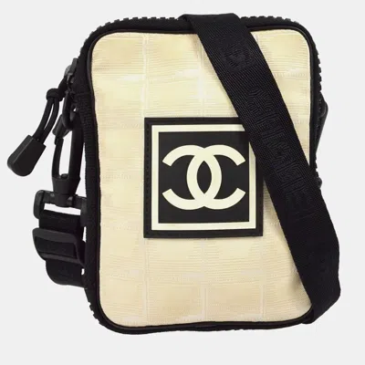 Pre-owned Chanel Beige Nylon Travel Sport Line Shoulder Bag In Sand