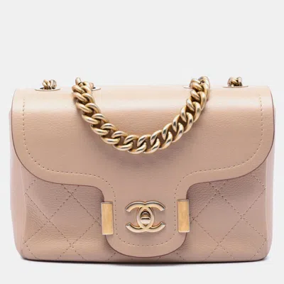 Pre-owned Chanel Beige Paris-greece Calfskin Archi Chic Flap In Sand