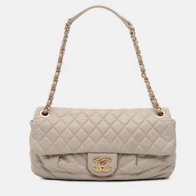 Pre-owned Chanel Beige Quilted Calfskin Chic Quilt Flap In Sand