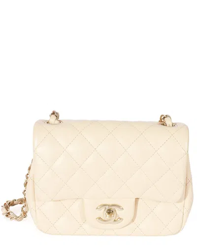 Pre-owned Chanel Beige Quilted Lambskin Mini Square Classic Flap Bag (authentic Pre-  Loved)