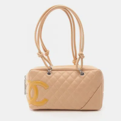 Pre-owned Chanel Cambon Line Bowling Bag In Sand