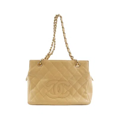 Pre-owned Chanel Beige Sand Grained Calfskin Shoulder Bag ()