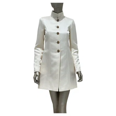 Pre-owned Chanel Beige Silk Coat Jacket - Fr36/s In Brown