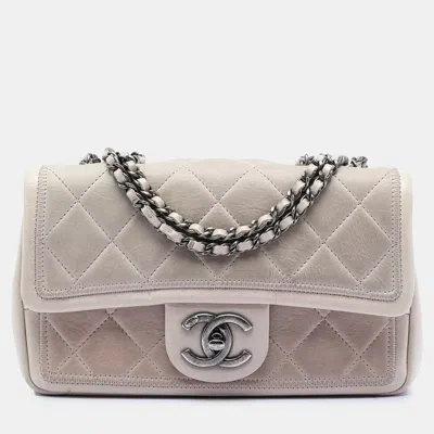 Pre-owned Chanel Beige Small Quilted Calfskin Stitched Frame Flap In Sand