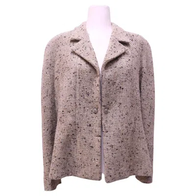 Pre-owned Chanel Beige Speckled Tweed Blazer Jacket - Autumn 1990 - Eu 36 In Brown