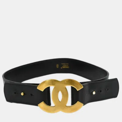 Pre-owned Chanel Belt Black Gold 75/30 96a Small