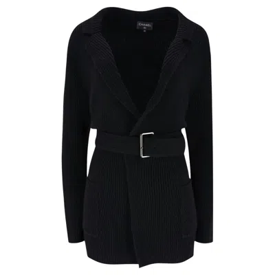 Pre-owned Chanel Belted Cashmere 'gabrielle Coco' Cardi Coat In Black