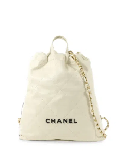Chanel Bhanel 22 Diamond-quilted Backpack In Neutral
