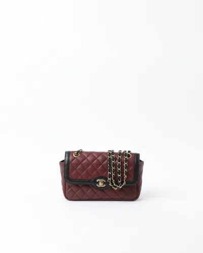 Pre-owned Chanel Bi-color Small Single Flap Bag In Red