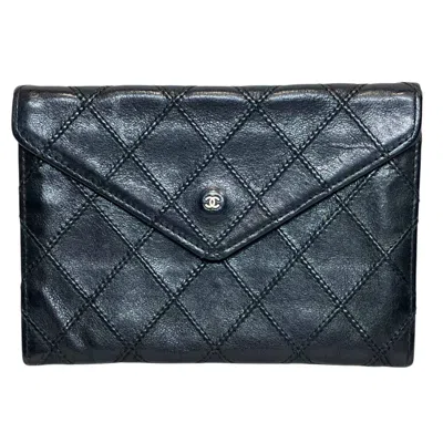 Pre-owned Chanel Bicolor Black Leather Bill Wallet (bi-fold) ()