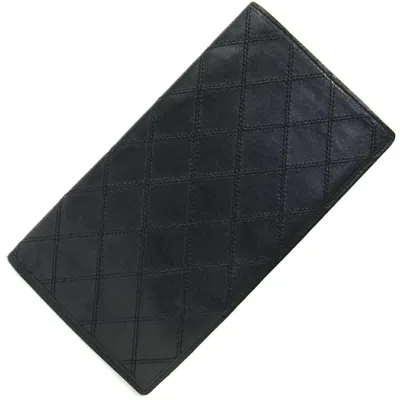 Pre-owned Chanel Bicolor Black Leather Long Bill Wallet (bi-fold) ()