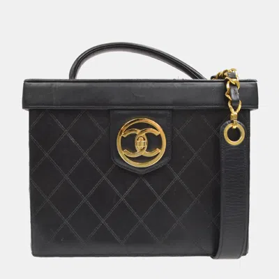 Pre-owned Chanel Bicolore Vanity 2way Handbag Purse Black