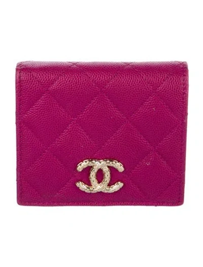 Pre-owned Chanel Bifold Interlocking Cc Logo Wallet In Pink