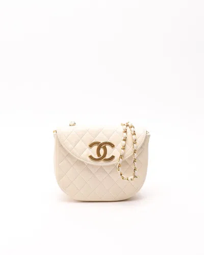 Pre-owned Chanel Big Cc Half Moon Flap Bag In Sand