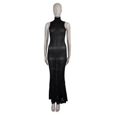 Pre-owned Chanel Black 1990s Beade Pointelle Knit Maxi Dress S