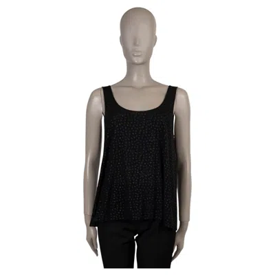 Pre-owned Chanel Black 24c Los Angeles Embroidered Stretch Tulle Tank Shirt 38 S