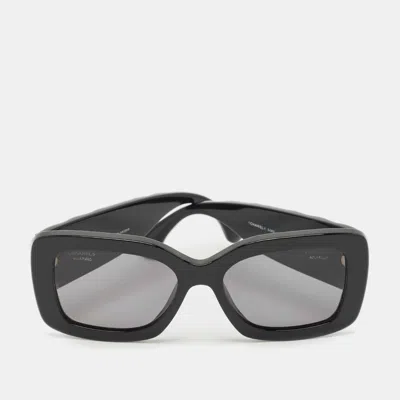 Pre-owned Chanel Black 5483 Cc Quilted Polarized Rectangle Sunglasses