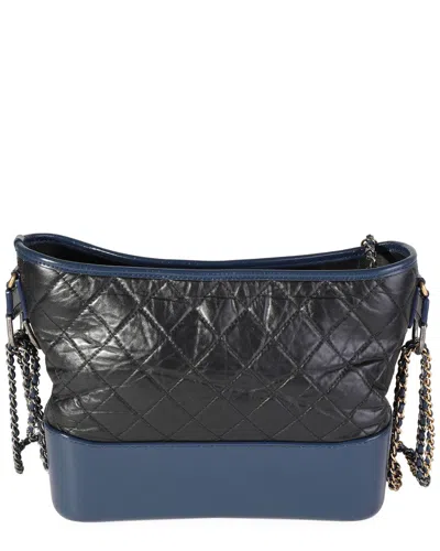 Pre-owned Chanel Black & Blue Quilted Leather Large Gabrielle Hobo (authentic Pre-loved)