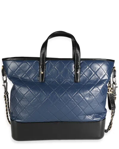 Pre-owned Chanel Black & Blue Quilted Leather Large Gabrielle Shopping Tote (authentic  Pre-loved)