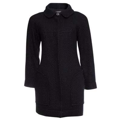 Pre-owned Chanel , Black And Blue Wool Coat.