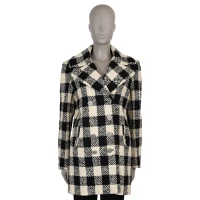 Pre-owned Chanel Black & Cream Wool 16a Rome Check Tweed Jacket 36 Xs In White