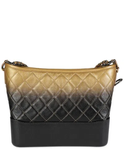 Pre-owned Chanel Black & Gold Quilted Goatskin Leather Medium Gabrielle Hobo (authentic  Pre-loved)