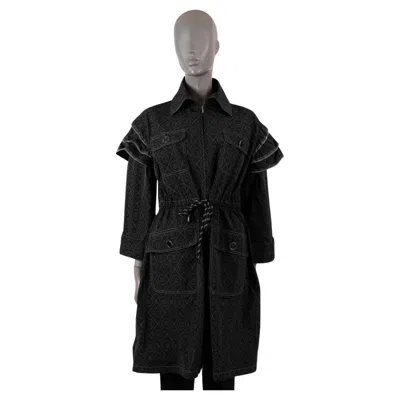 Pre-owned Chanel Black & Grey 2018 18s Logo Parka Coat Jacket 40 M In Gray