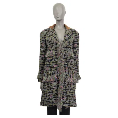 Pre-owned Chanel Black & Multicolor 2015 Salzburg Fringed Knit Coat Jacket 38 S