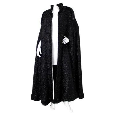 Pre-owned Chanel Black & Navy Metallic Wool Blend Cape 2019 In Blue