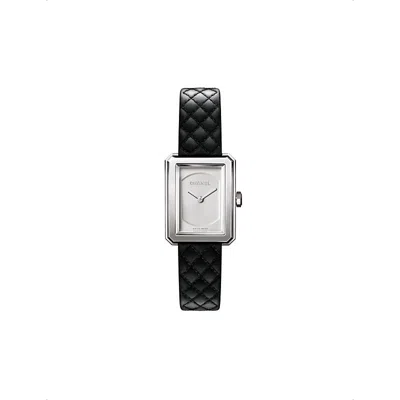 Pre-owned Chanel Black & Silver H6401 Boy·friend Steel And Leather Quartz Watch
