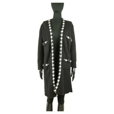 Pre-owned Chanel Black And White Cashmere Coat