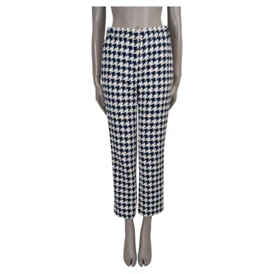 Pre-owned Chanel Black & White Cotton 21p Houndstooth Straight Tweed Pants 36 Xs