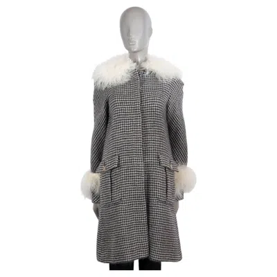 Pre-owned Chanel Black & White Mohair 2014 14a Dallas Fur Trim Tweed Coat Jacket 36 Xs