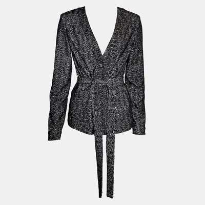 Pre-owned Chanel Black & White Outer With Belt Fr 36