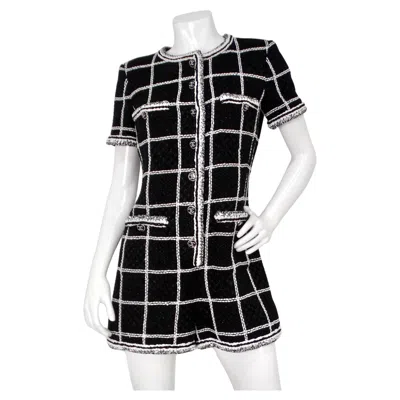 Pre-owned Chanel Black & White Striped Tweed Romper Ss 2020