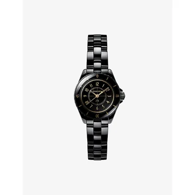 Pre-owned Chanel Black & Yellow Gold J12 28mm Steel Quartz Watch