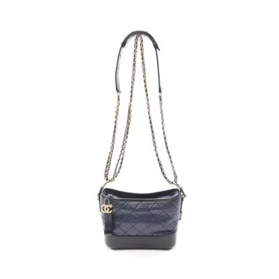 Pre-owned Chanel Black Blue Leather Shoulder Bag ()