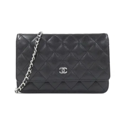 Pre-owned Chanel Black Bordeaux Grained Calfskin Chain/shoulder Wallet () In Multi