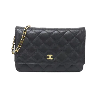 Pre-owned Chanel Black Bordeaux Grained Calfskin Chain/shoulder Wallet () In Multi
